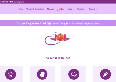 a screenshot of website https://ConjaHopman.nl for yoga lessons in Amersfoort